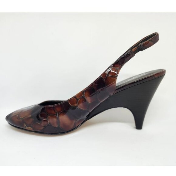 Donald J Plinter Women's Open Toe Leather Slingback Sandal Heel Size 8, 9.5 & 10 - Picture 3 of 6